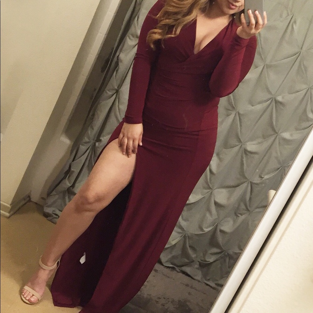 Long sleeve slit dress